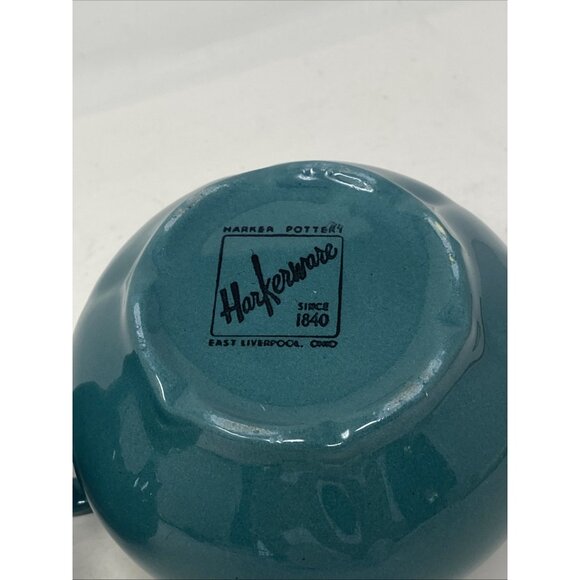 Harker Corinthian Dark Teal Green Sugar  Creamer Gadroon Edge Vintage Harkerware - Picture 12 of 12
